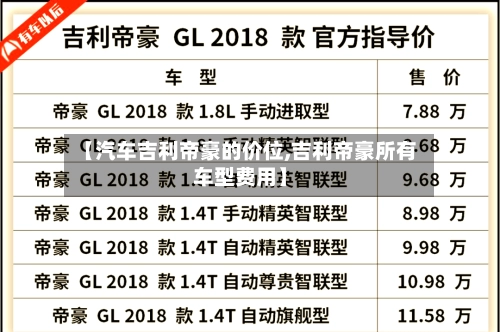 【汽车吉利帝豪的价位,吉利帝豪所有车型费用】-第1张图片