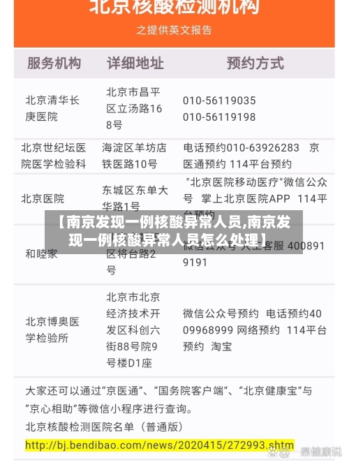 【南京发现一例核酸异常人员,南京发现一例核酸异常人员怎么处理】-第1张图片
