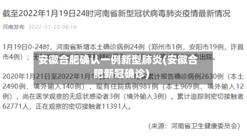 安徽合肥确认一例新型肺炎(安徽合肥新冠确诊)-第1张图片