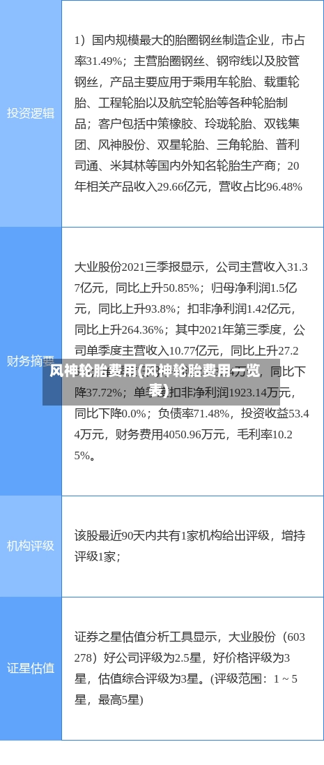 风神轮胎费用(风神轮胎费用一览表)-第1张图片
