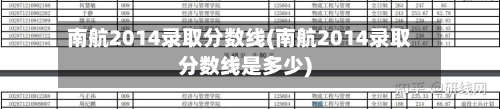 南航2014录取分数线(南航2014录取分数线是多少)-第1张图片