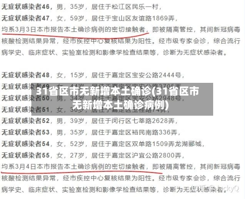 31省区市无新增本土确诊(31省区市无新增本土确诊病例)-第1张图片
