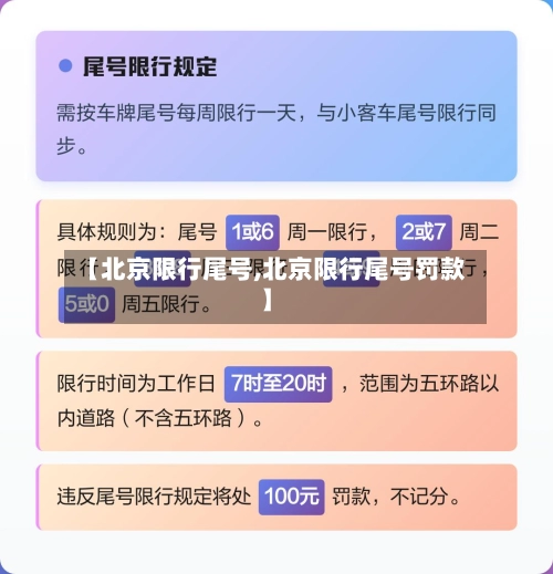 【北京限行尾号,北京限行尾号罚款】-第1张图片