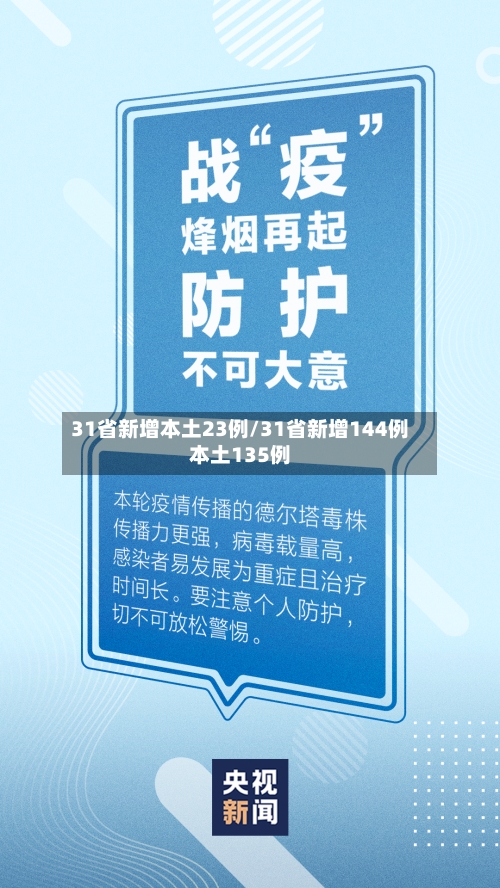 31省新增本土23例/31省新增144例本土135例