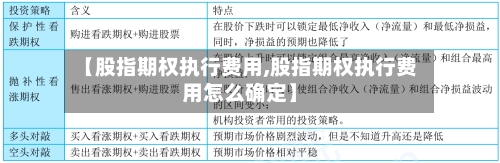 【股指期权执行费用,股指期权执行费用怎么确定】-第3张图片